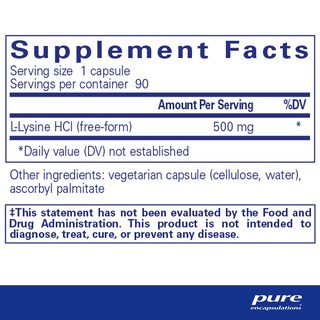 Foto 2 | Foto 2 | Aminoácido Esencial De L-lisina Supplement Pure Encapsulations 90 Cápsulas - Venta Internacional.