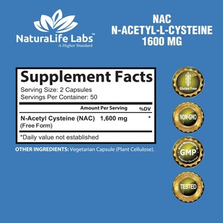 Foto 2 | Foto 2 | Suplemento Naturalife Labs A Higher Standard Nac 1600 Mg 100 Cápsulas - Venta Internacional.