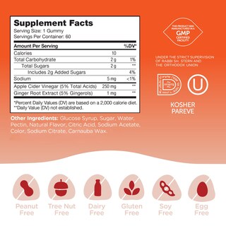 Foto 6 | Foto 6 | Gomitas De Vinagre De Sidra De Manzana Supplement Zahler, 60 Ml, Para Adultos - Venta Internacional.