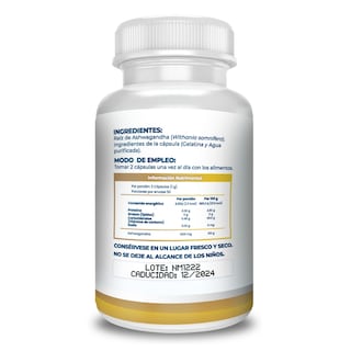 Foto 2 | Foto 2 | Suplemento Alimenticio Ashwagandha 2 Frascos con 100 Cápsulas C/U de 500 mg
