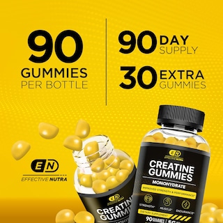 Foto 6 | Foto 6 | Gomitas De Creatina Effective Nutra Para Fuerza Y Energía, 90 Unidades - Venta Internacional.