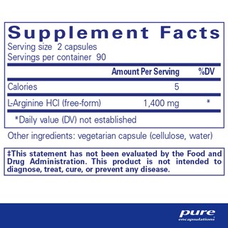 Foto 2 | Foto 2 | Suplemento Pure Encapsulations L-arginina 1400 Mg 180 Cápsulas - Venta Internacional.