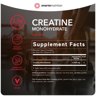Foto 3 | Foto 3 | Suplemento De Monohidrato De Creatina Smarter Nutrition 60 Cápsulas - Venta Internacional.