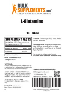 Foto 2 | Foto 2 | Suplemento Bulksupplements.com L-glutamina En Polvo, 1 Kg - Venta Internacional.