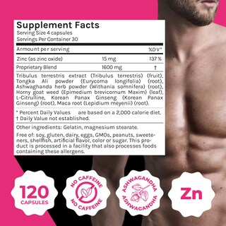 Foto 6 | Foto 6 | Suplemento Dietético Zenzsual Libizens Men Testosterone 120 Cápsulas - Venta Internacional.