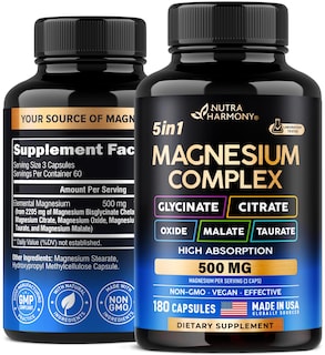 Foto 1 | Foto 1 | Suplemento De Magnesio Nutraharmony, Complejo 5 En 1, 500 Mg, 180 Cápsulas - Venta Internacional.