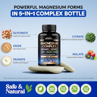 Foto 3 | Foto 3 | Suplemento De Magnesio Nutraharmony, Complejo 5 En 1, 500 Mg, 180 Cápsulas - Venta Internacional.