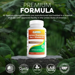 Foto 5 | Foto 5 | Complementa El Calcio, Magnesio Y Zinc De Best Naturals Con Vitamina D3 - Venta Internacional.