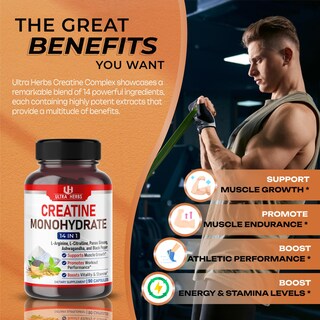 Foto 4 | Foto 4 | Suplemento Ultra Herbs Ultra Creatina 9800 Mg Con Ginseng 4000 Mg - Venta Internacional.