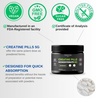 Foto 3 | Foto 3 | Pastillas De Monohidrato De Creatina Vinatura 5 G 150 Tabletas - Venta Internacional.