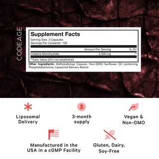 Foto 2 | Foto 2 | Suplemento De Monohidrato De Creatina Liposomal Codeage 300 Cápsulas - Venta Internacional.