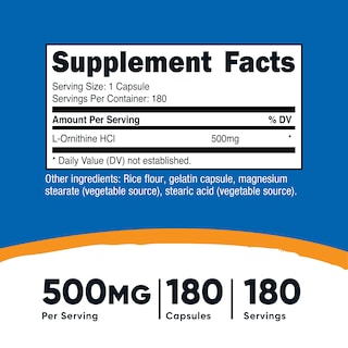 Foto 2 | Foto 2 | Suplemento Nutricost L-ornitina 500 Mg 180 Cápsulas (3 Botellas) - Venta Internacional.
