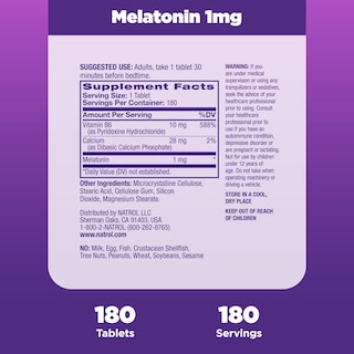 Foto 5 | Foto 5 | Suplemento Natrol Melatonina 1 Mg 180 Tabletas - Venta Internacional