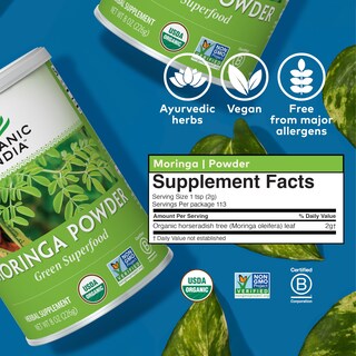 Foto 7 | Foto 7 | Suplemento Organic India Moringa En Polvo 240 Ml Vegano - Venta Internacional.