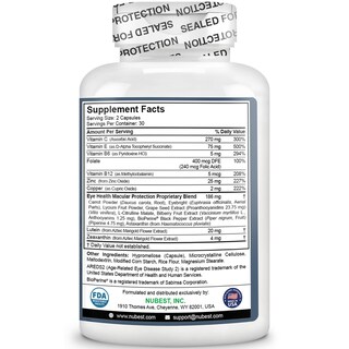 Foto 6 | Foto 6 | Suplemento Nubest Areds, 2 Vitaminas Para Los Ojos, Salud Ocular, 60 Cápsulas - Venta Internacional.