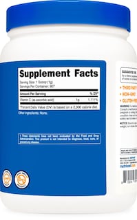 Foto 5 | Foto 5 | Suplemento Nutricost De Ácido Ascórbico En Polvo (vitamina C), 1 Kg - Venta Internacional.