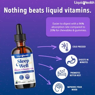 Foto 2 | Foto 2 | Sleep Aid Liquidhealth Sleep Well Melatonina L-teanina, 60 Ml, Paquete De 2 - Venta Internacional.