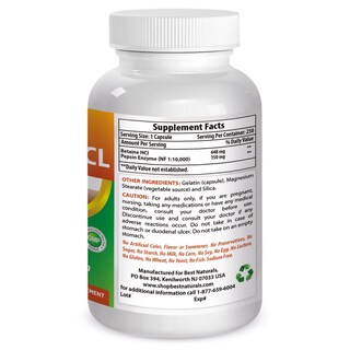 Foto 2 | Foto 2 | Suplemento Alimenticio Best Naturals Betaine Hcl 648 Mg 250 Cápsulas - Venta Internacional