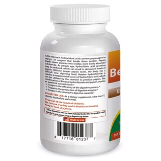 Foto 3 | Foto 3 | Suplemento Alimenticio Best Naturals Betaine Hcl 648 Mg 250 Cápsulas - Venta Internacional