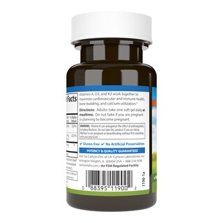 Foto 3 | Foto 3 | Vitaminas A / D3 / K2 Carlson 60 Cápsulas Blandas - Venta Internacional