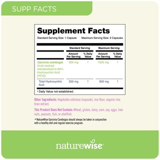 Foto 3 | Foto 3 | Suplemento Naturewise Garcinia Cambogia 60% Hca 90 Cápsulas - Venta Internacional.
