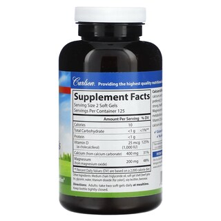 Foto 2 | Foto 2 | Complemente Los Geles De Calcio Y Magnesio Carlson Con Vitamina D3 250 Geles Blandos - Venta Internacional.