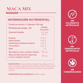 Foto 3 | Foto 3 | Suplemento de Maca Negra Roja y Amarilla Life360+ Macamix 240 Capsulas