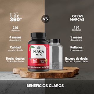 Foto 6 | Foto 6 | Suplemento de Maca Negra Roja y Amarilla Life360+ Macamix 240 Capsulas