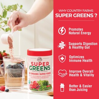 Foto 3 | Foto 3 | Super Greens Drink Country Farms, Sabor A Bayas Orgánicas, 150 G - Venta Internacional.