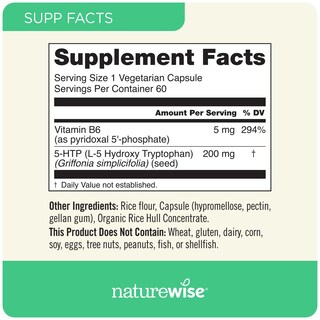 Foto 3 | Foto 3 | Suplemento Naturewise 5-htp 200 Mg con Vitamina B6 30 Cápsulas - Venta Internacional