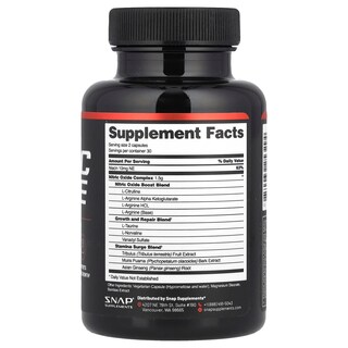 Foto 2 | Foto 2 | Suplemento Snap Supplements, Potenciador De Óxido Nítrico, 60 Cápsulas - Venta Internacional.