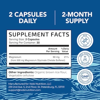 Foto 6 | Foto 6 | Suplemento Nobi Nutrition De Glicinato De Magnesio, 500 Mg, 60 Unidades - Venta Internacional.