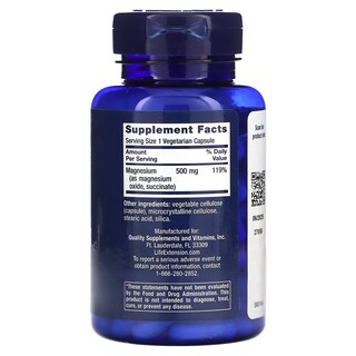 Foto 2 | Foto 2 | Supplement Life Extension, Cápsulas De Magnesio, 500 Mg, 100 Cápsulas - Venta Internacional.