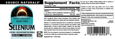 Foto 5 | Foto 5 | Supplement Source Naturals, Selenio Sin Levadura, 200 Mcg, 120 Tabletas - Venta Internacional.