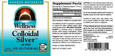 Foto 4 | Foto 4 | Plata Coloidal Source Naturals Wellness 45 Ppm 120 Ml - Venta Internacional.