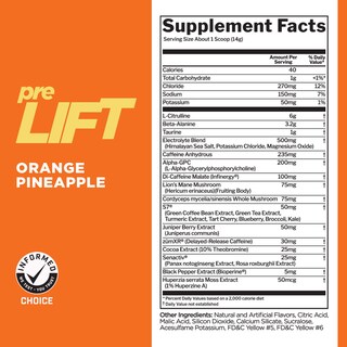 Foto 3 | Foto 3 | Regla 1 Para Antes Del Entrenamiento Prelift: 30 Porciones Con Sabor A Piña Y Naranja - Venta Internacional.