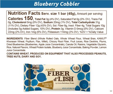 Foto 6 | Foto 6 | Fiber Bar Nugo Fiber D'lish Blueberry Cobbler 12 G Con Alto Contenido De Fibra - Venta Internacional.