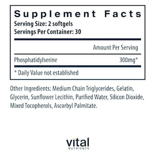 Foto 2 | Foto 2 | Suplemento De Fosfatidilserina De Vital Nutrients, 150 Mg, 60 Cápsulas Blandas - Venta Internacional.
