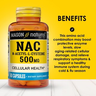 Foto 2 | Foto 2 | Suplemento Mason Natural Nac N-acetil-l-cisteína 500 Mg 60 Cápsulas - Venta Internacional.
