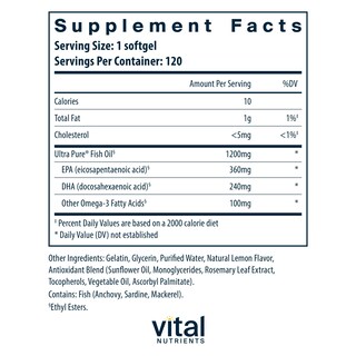 Foto 2 | Foto 2 | Suplemento Vital Nutrients Ultra Pure Fish Oil 700 120 Cápsulas Blandas - Venta Internacional.