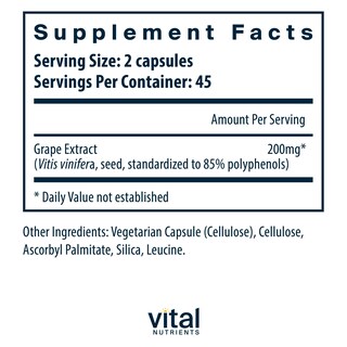 Foto 2 | Foto 2 | Suplemento Vital Nutrients: Extracto De Semilla De Uva, 100 Mg, 90 Cápsulas - Venta Internacional.
