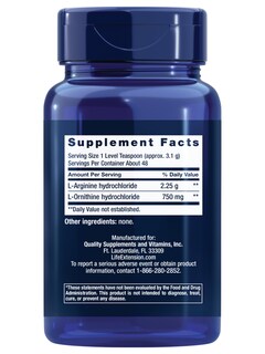 Foto 2 | Foto 2 | Supplement Life Extension, Arginina Y Ornitina En Polvo, 150 G - Venta Internacional.