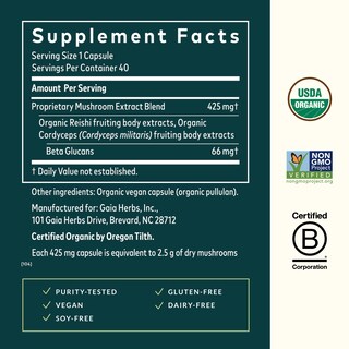 Foto 3 | Foto 3 | Suplemento Gaia Herbs Respiratory Mushroom 40 Cápsulas Veganas - Venta Internacional.
