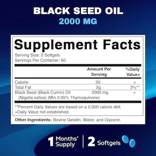 Foto 2 | Foto 2 | Suplemento Vitamático De Aceite De Semilla Negra, 2000 Mg, 120 Cápsulas Blandas - Venta Internacional.