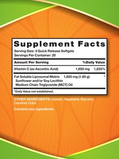 Foto 2 | Foto 2 | Suplemento De Vitamina C Liposomal Nature's Truth 1650 Mg 60 Cápsulas Blandas - Venta Internacional.