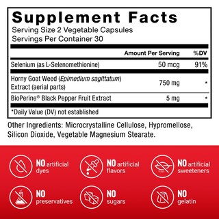 Foto 5 | Foto 5 | Suplemento Force Factor Horny Goat Weed 750 Mg 60 Cápsulas - Venta Internacional.