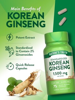 Foto 5 | Foto 5 | Suplemento Nature's Truth, Cápsulas De Ginseng Coreano, 75 Unidades - Venta Internacional.