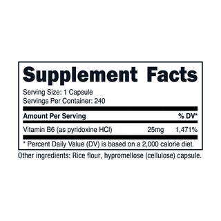 Foto 6 | Foto 6 | Suplemento Nutricost De Vitamina B6 (piridoxina Hcl) 25 Mg 240 Cápsulas - Venta Internacional.