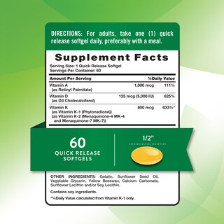 Foto 2 | Foto 2 | Suplemento Nature's Truth Vitamin Adk 60 Cápsulas Blandas - Venta Internacional.