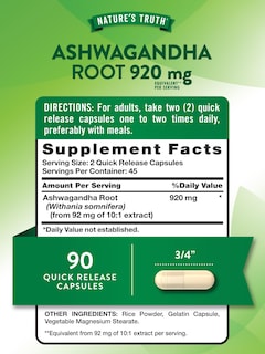 Foto 2 | Foto 2 | Cápsulas De Suplemento Nature's Truth Ashwagandha 920 Mg 90 Unidades - Venta Internacional.